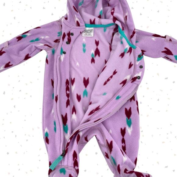 Patagonia Fleece Micro D Bunting Wish Tails Dragon Purple Baby Girl Size NB-7lbs - Picture 5 of 11